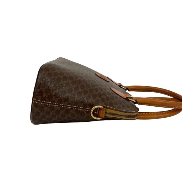 CELINE Vintage Macadam Blason Triomphe Leather Handbag/Mini Tote Bag, Brown, ... - Picture 6 of 9